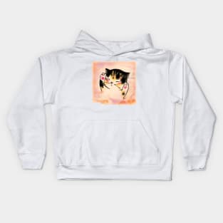 Pink paw cat baby Kids Hoodie